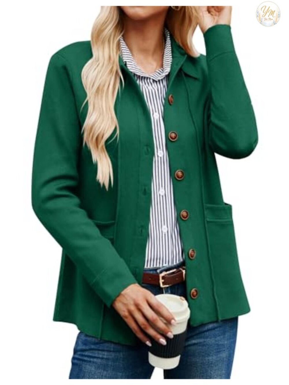 Women's Cardigan Sweater Knit Open Front V Neck Button Down Long Sleeve with
